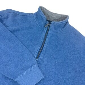 Orvis Mens Blue Quarter Zip Pullover Sweater Collar Long Sleeve Casual L